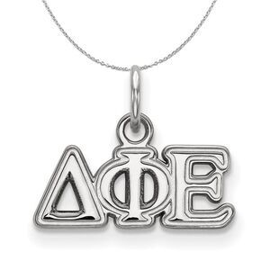 Sterling Silver Delta Phi Epsilon XS (Tiny) Greek Necklace - 24 Inch